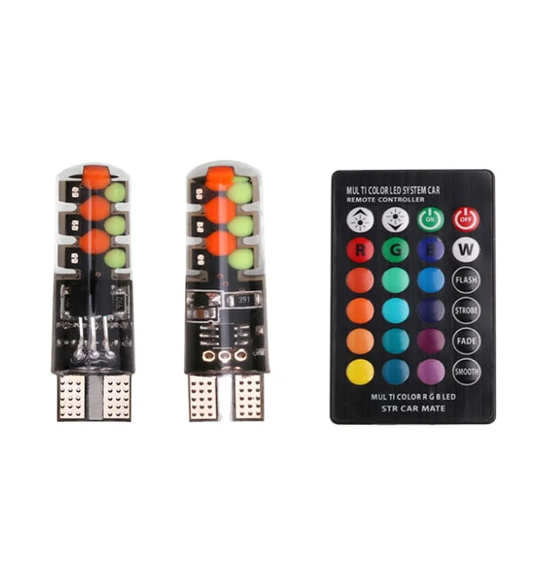 Car Led Light Bulb Dimmable Color 6w Decorative Remote Rgb with Battery