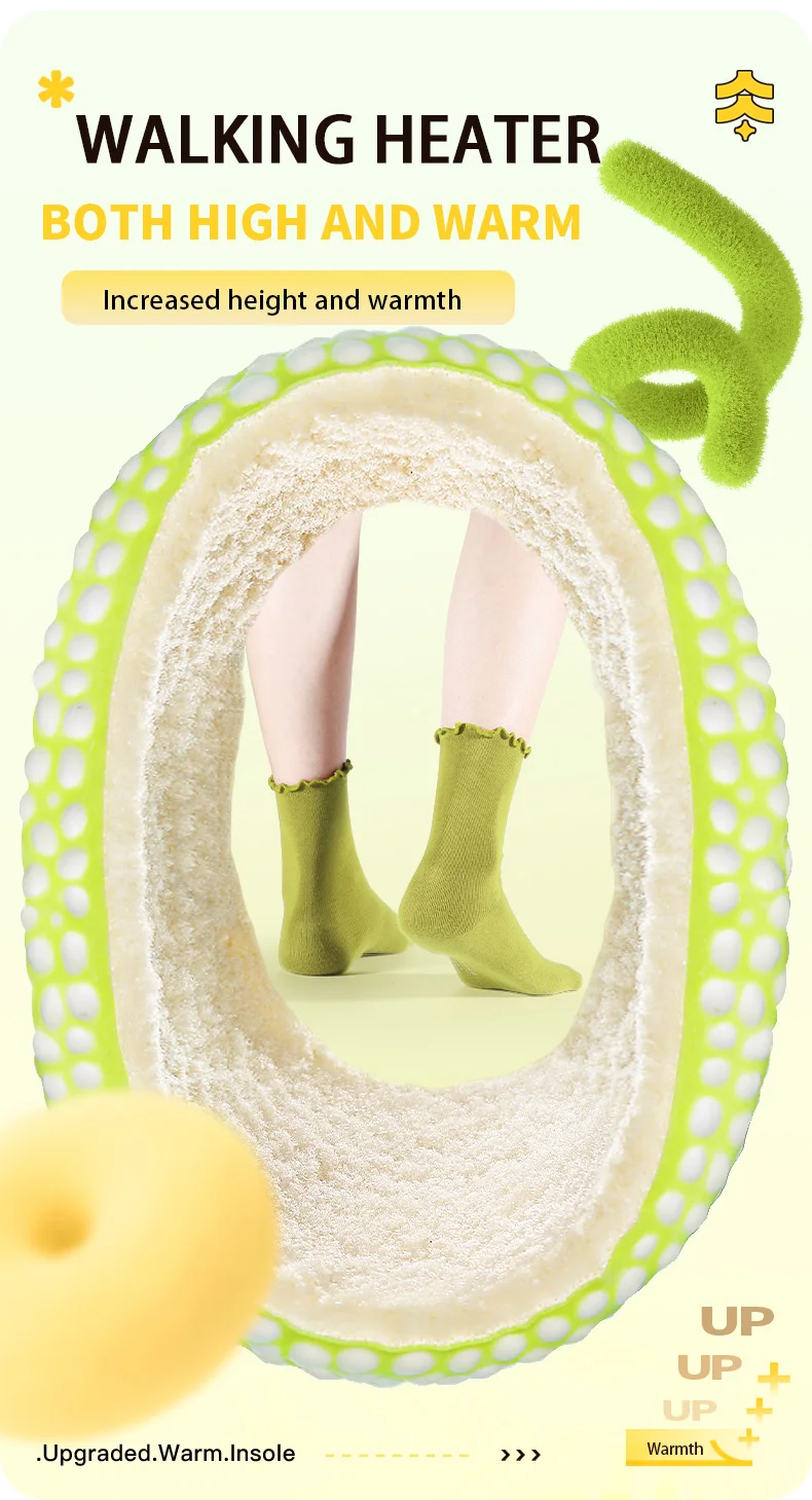 Winter Warm Height-Increasing Insoles, Fluffy Thermal Inserts for Cold Protection
