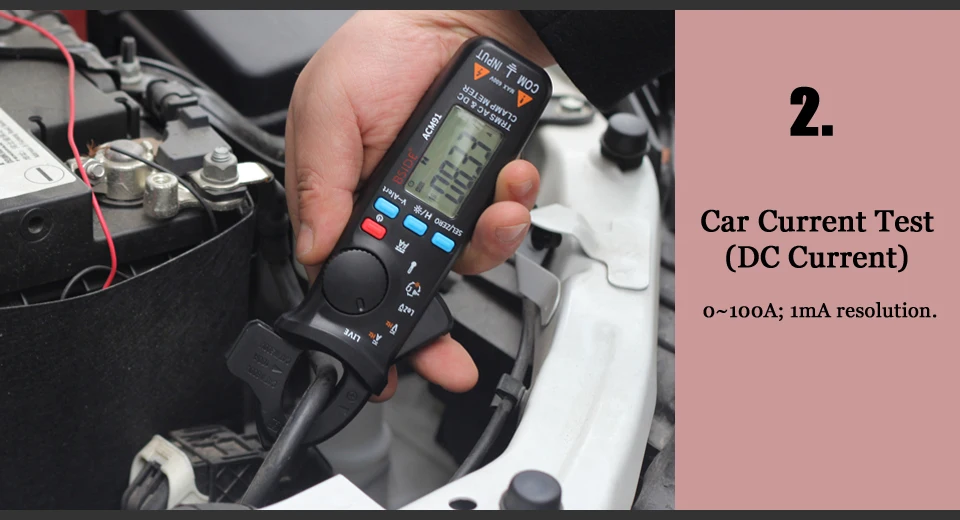 Bside ACM91 Auto Range AC DC uA Ohm Capacitance Temperature V-alert MEAS Digital Clamp Meter with True RMS FCC CE RoHS