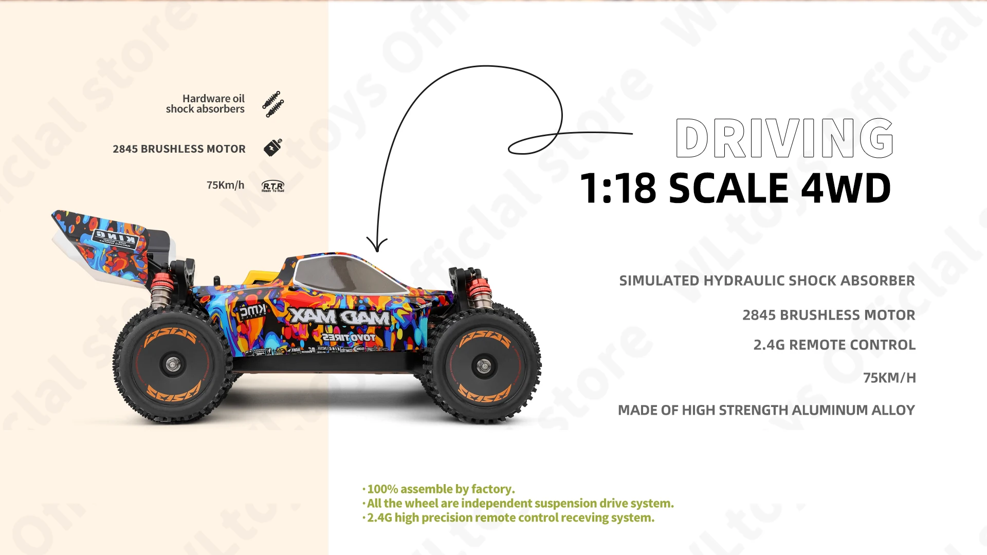 WLtoys 184016 RCカー 75KM/H 4WD オフロード 電動ラジコン ギフト