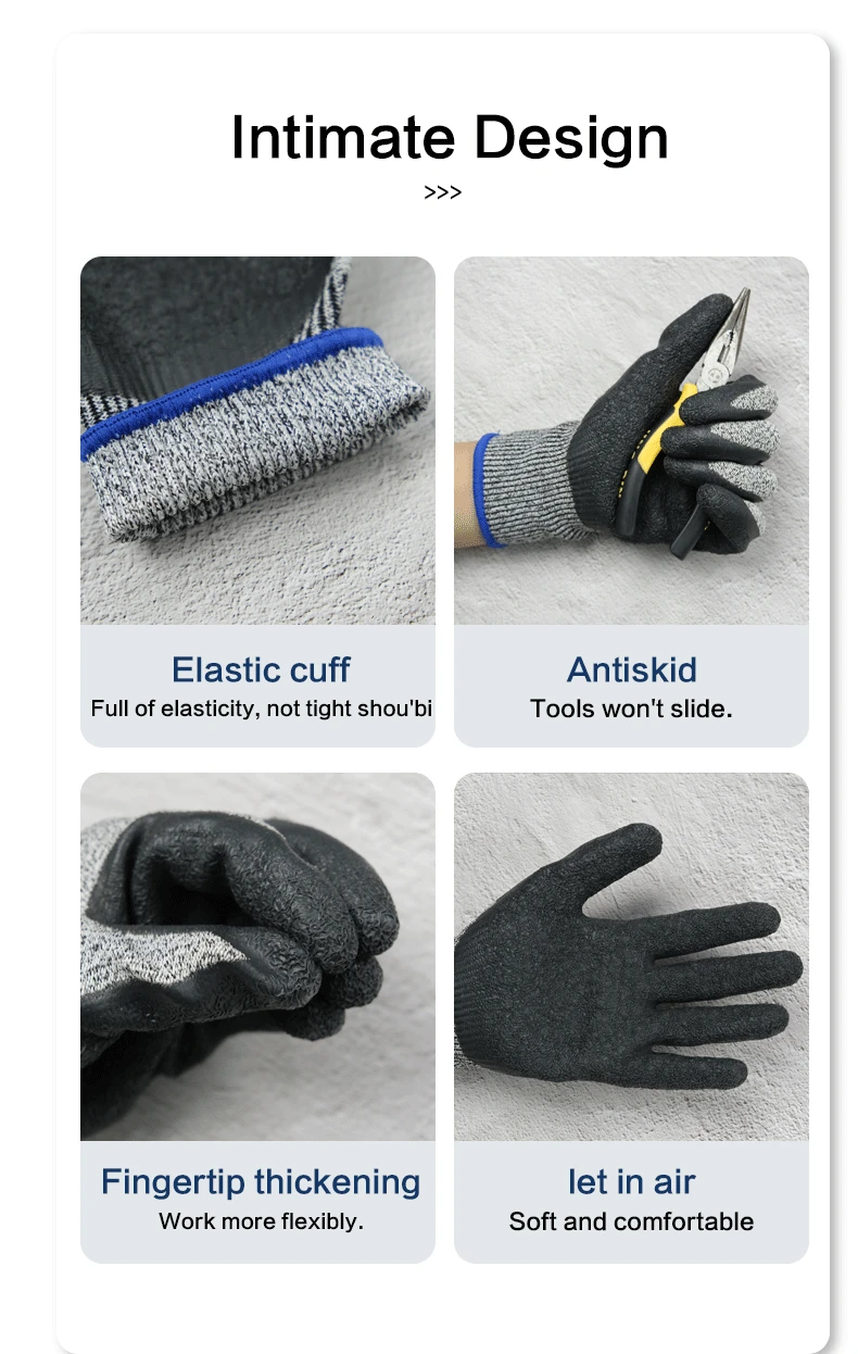 General Purpose Hand Gloves Latex Coated Protection Work Glove Anti Cut