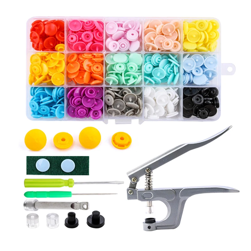 T5 Snap Buttons 12mm Plastic Clips DIY Clothing Accessories,Snaps Pliers Tool  Kit,Press Stud Fasteners Family Handmade Nailing