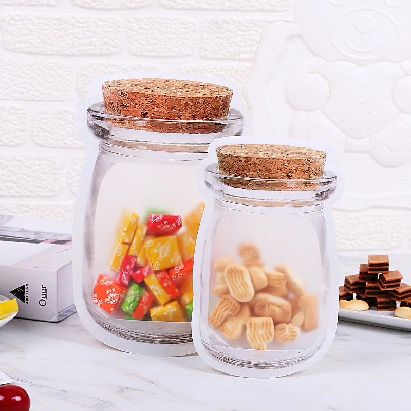 Resealable Mason Jar Matte Clear Zip Bag Stand Up Pack Food Lock Pouch Organizer 