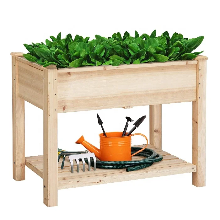 Уличная деревянная поднятая садовая кровать комплект с ножками плантатор коробки для цветов и трав