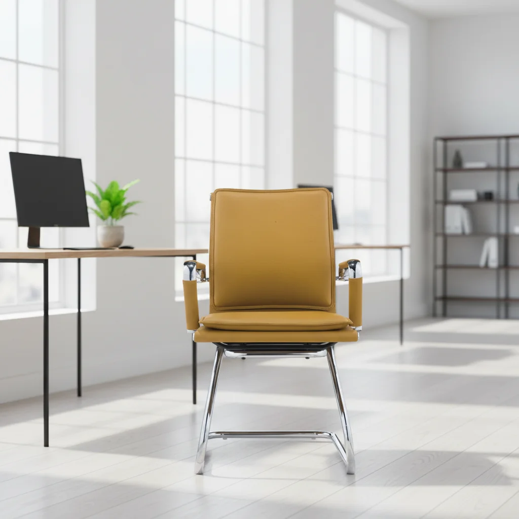 Modern Ergonomic Leather Executive Office Chair with Adjustable Height and Steel Base 3