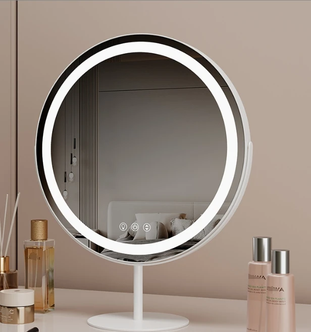 LED Makeup Mirror with Smart Touch Buttons USB Charging Interface and PVC Backboard for Personal Beauty