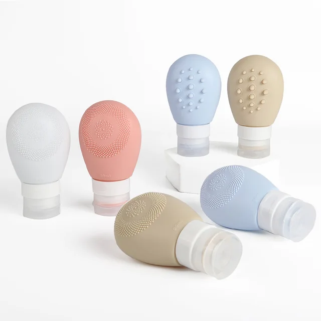Multi-function Portable Shampoo Cosmetic Toiletry Container  Silicone Travel Portable Shampoo Set Facial Cleansing Brush