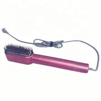 HY Custom Ceramic Comb Hair Straightening Brush Hair Dryer 2 in1Hot Combo Brush