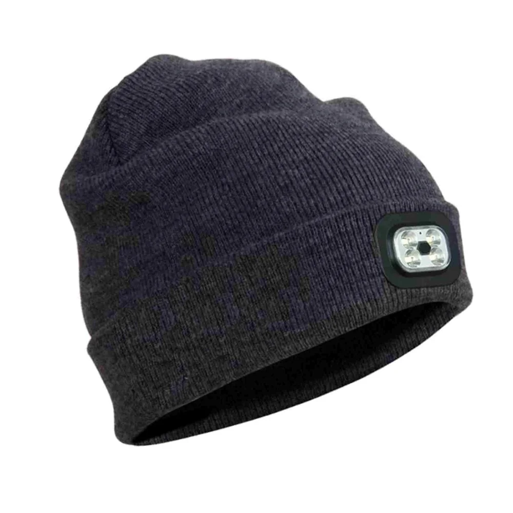 Unisex Warm Beanie Hat Led Flashlight 