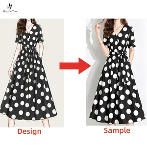 ODM OEM Custom High Quality Polka Dot Cotton Dress Fashionable Womens Midi Length Printed Spot Dresses Direct From Factory