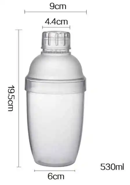 350ml/530ml/700ml/1000ml Plastic Martini Cocktail Shaker Wine