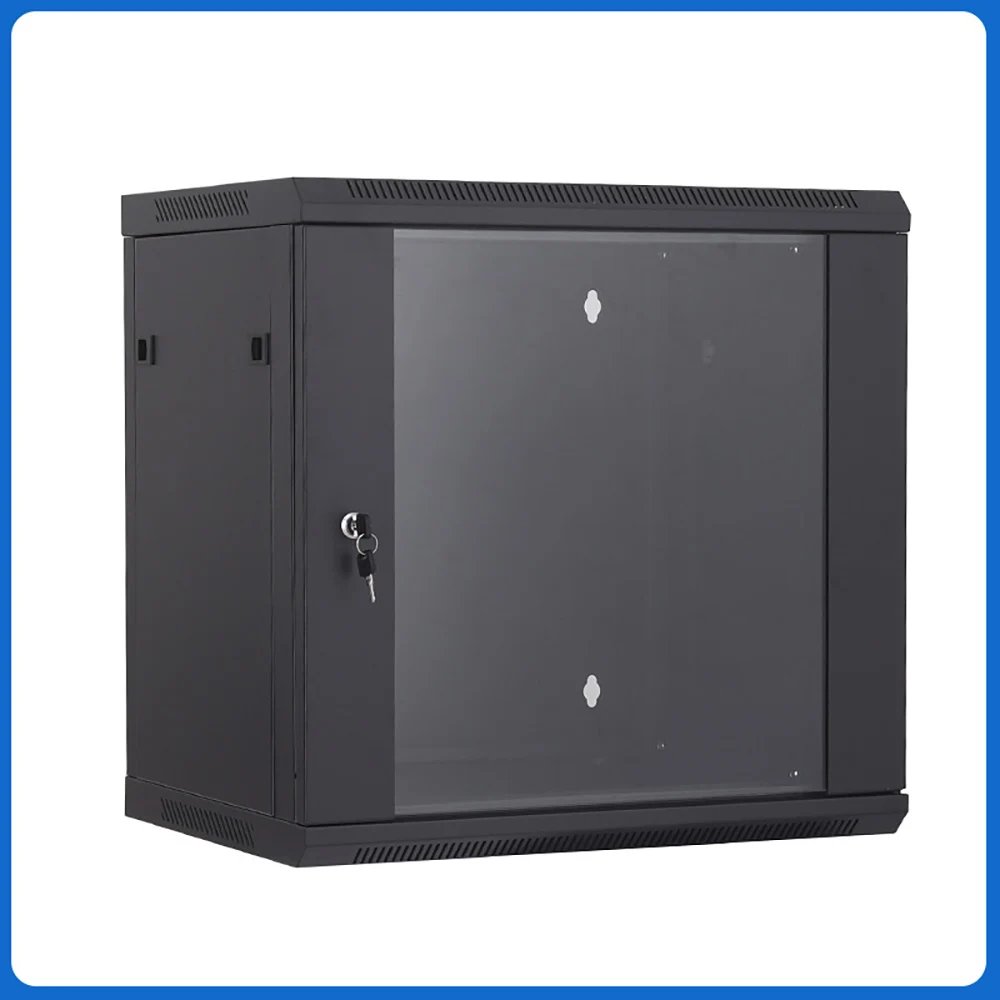 12U Wall Mount Network Cabinet Server Rack Enclosure Locking Glass Door Small Home Office Data Storage