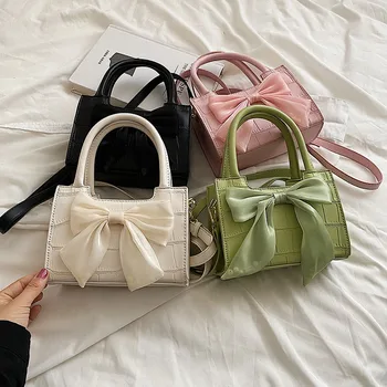 Bow fluorescent green handbags woman fashion phone purse bag 2022 shoulder bag for women