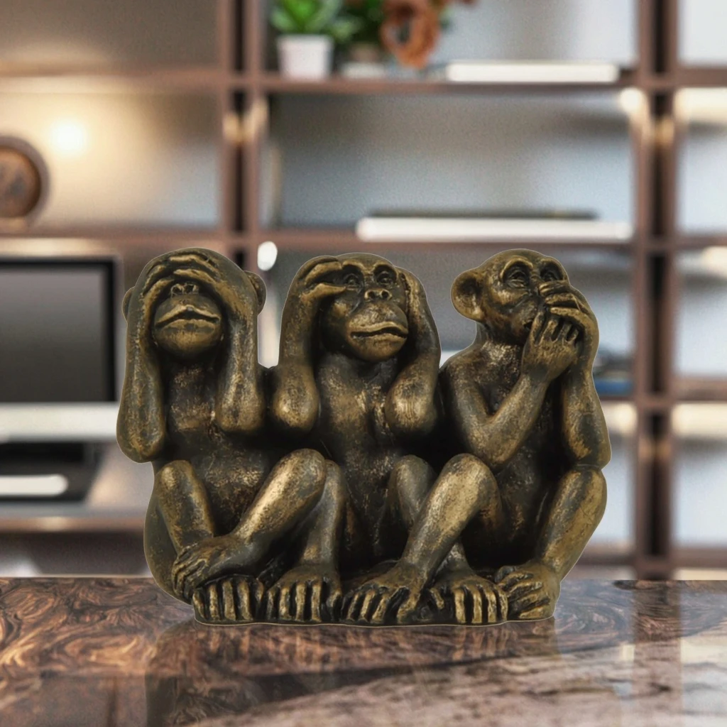Three Wise Monkeys 2.17'' Statue Hear-No, See-No, Speak-No Evil Monkeys for Home Decoration Resin Crafts