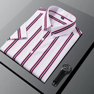 Favourite Men's Stripe Shirts Breathable Casual Short Sleeve Summer Men's Shirts