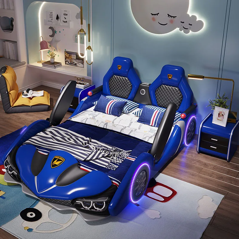 Прекрасная детская мебель для спальни детские кожаные автомобильные кровати для детей