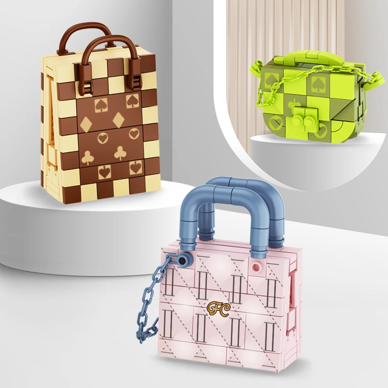 Mini Fashion Building Block Handbag 3D Puzzle Toy Educational Kid Gift Model Transportation Multiple Plastic Mini Fashion Bag