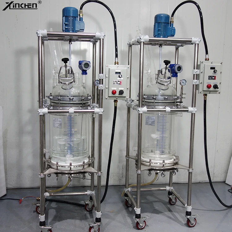 50L glass jacket automatic high pressure PLC controlled lab chemical pyrolysis reactor for esterification factory