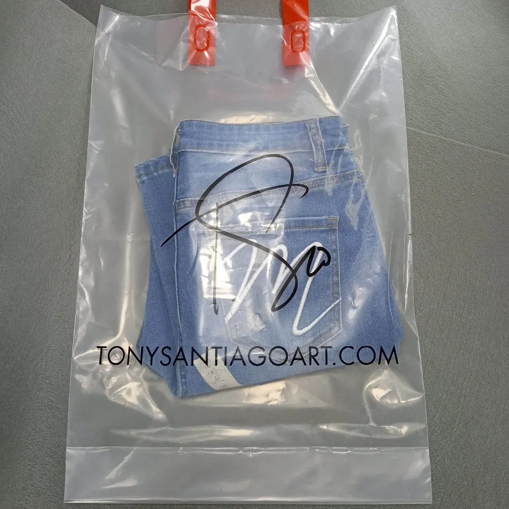 Custom logo Transparent Shopping Bag Custom Plastic Shopping Bag with Handles