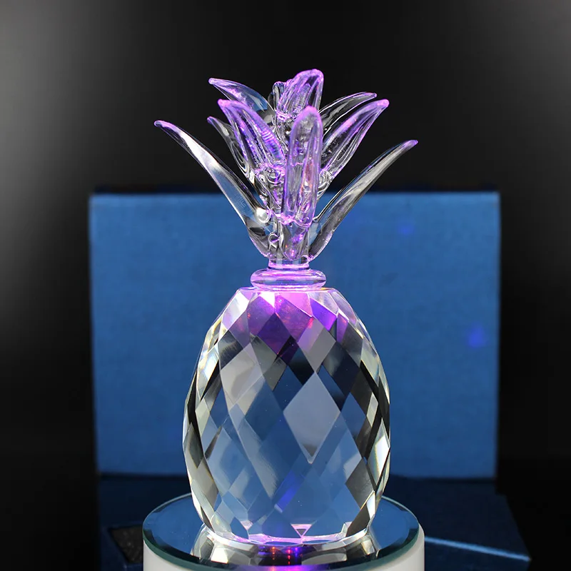 Clear Fengshui Machine Cut Crystal Fruits Pineapple Home Decoration