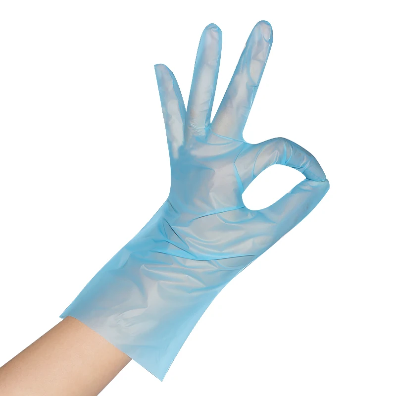 blue plastic gloves food handling