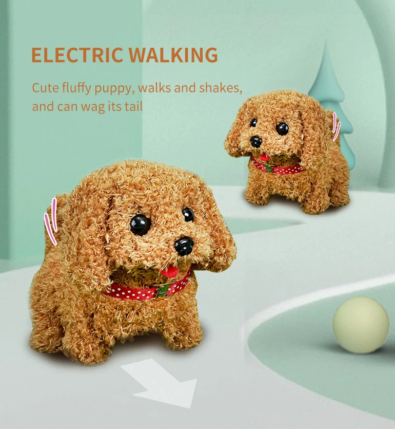 Chengji New Arrival Battery Operated Walking Barking Simulation Puppy Cute Plush Pet Soft Electric Toy Dog