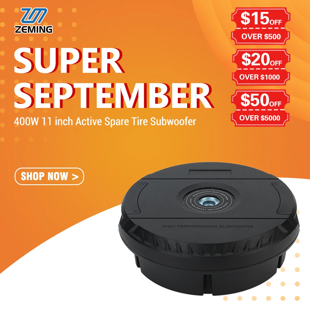 Zeming High Performance Spare Tire Subwoofer Powerful Bass 11 Inch  Car Active Subwoofer