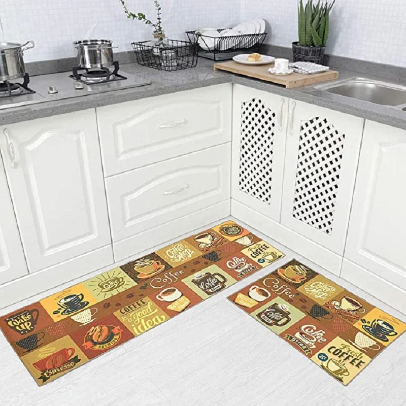 2-Piece Kitchen Oil-Proof Floor Mat Home Non-Slip Door Mat Full of Stand- Resistant Large Area Mat Carpet Crystal Velvet - AliExpress