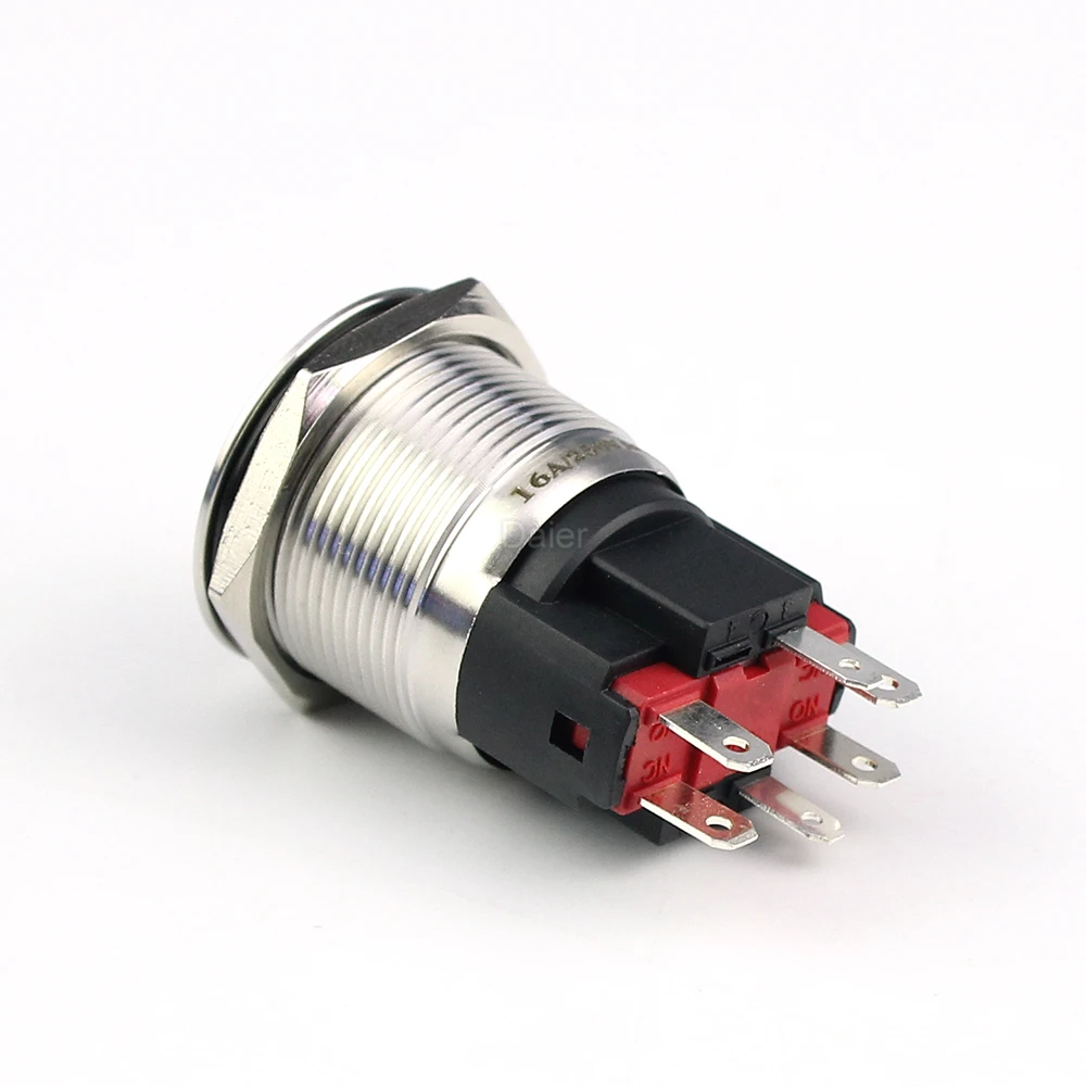 Heavy Duty Red LED Push Button Switches 22MM SPDT Latching Flat Button 6 Pin Push Button Switch for Automotive Car Boat