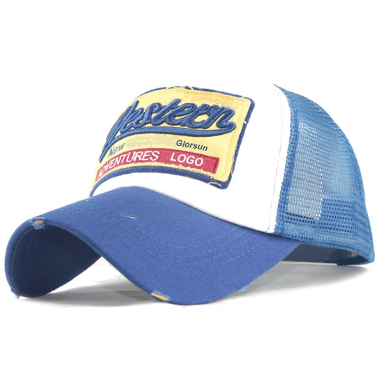 Custom Plain Blank Mesh Embroidered Distressed Baseball Cap Dad Trucker Hat