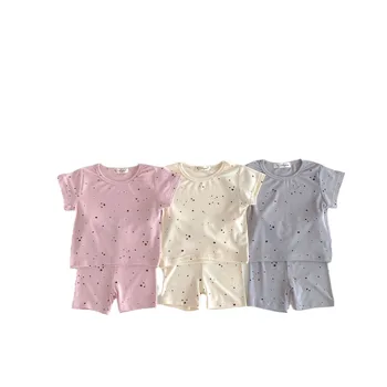 Summer 2024 New children baby girl home wear thin cotton little star print Girl air conditioning clothes suit