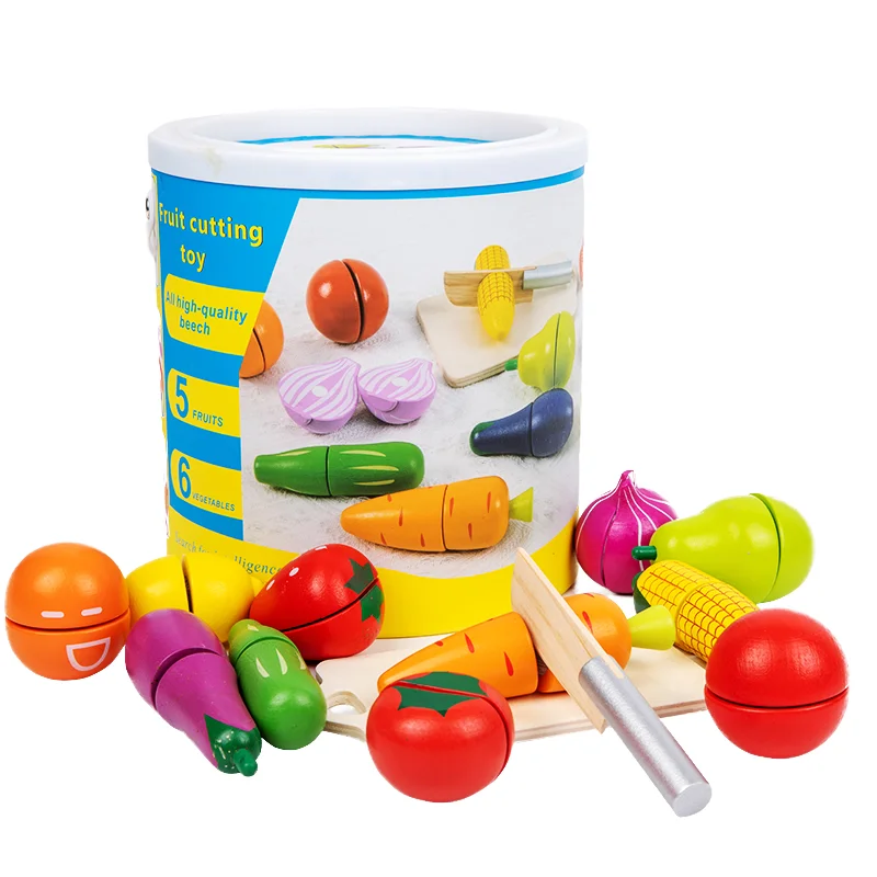 Early Education New Wooden Fruit & Vegetables Cutting Toy Kitchen Food