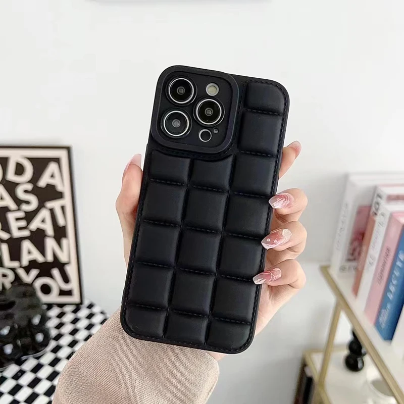 Cheap Full Protection Silicone Phone Case for iPhone 15 Pro Max Shockproof Soft TPU Plaid Bumper Case for iPhone 14 Pro Max