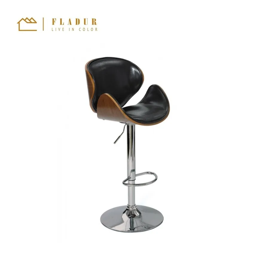 Black Leather Glove Barstool On Chrome Pedestal Counter Stool For Restaurant Lounge Home Bar Buy Metal Frame Barstool