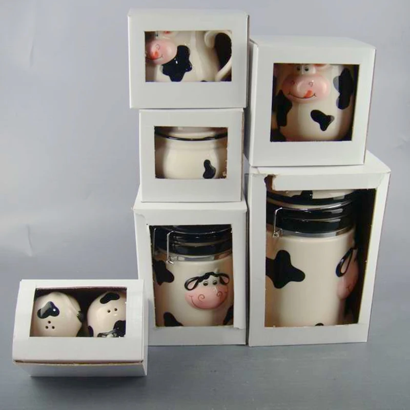 Cow Shape Airtight Canister Custom Ceramic Cow Food Canister Seal