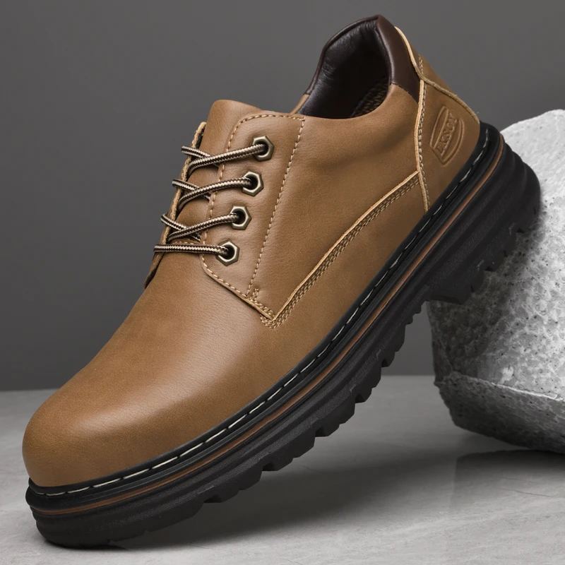 Accept OEM In Ready Stock Handmade Pure Real Genuine Leather 4 Season Men Dress Business Working Safety Shoes