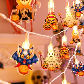 Cross Border New Halloween Pumpkin Lights Skeleton Bat Color String Lights Led Festival Party Atmosphere Decoration Light