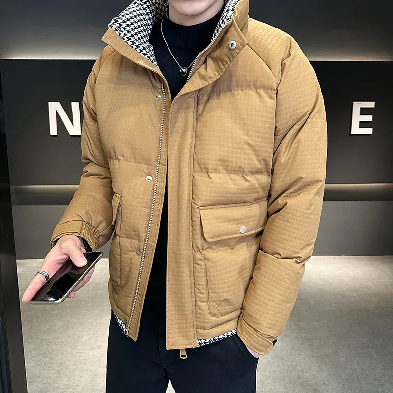 Winter Korean Cotton Coat Trend Youth Cotton-padded Jackets Thickened Stand Collar Bread Casual Warm Men's Coats_voghion.com