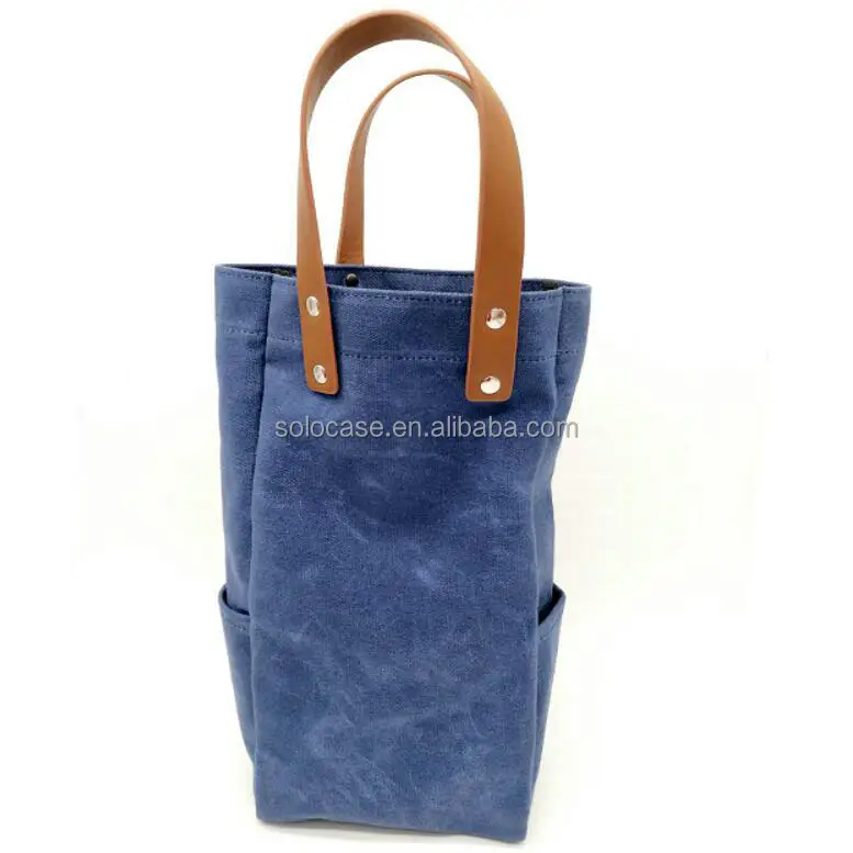 Waxed Canvas Wine Tote Cooler Bag