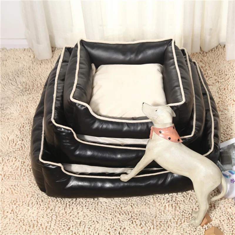 Leather pet sofa waterproof material luxury pet bed for dog and puppy custom size dog bed