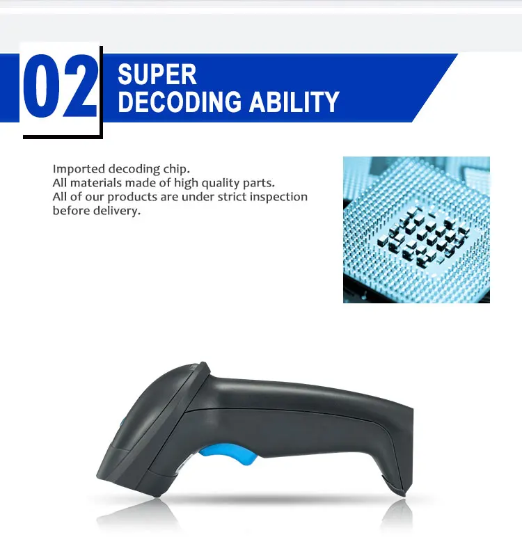 2D Wired Barcode Scanner Handheld Image CMOS 1D 2D Barcode Reader XB ...