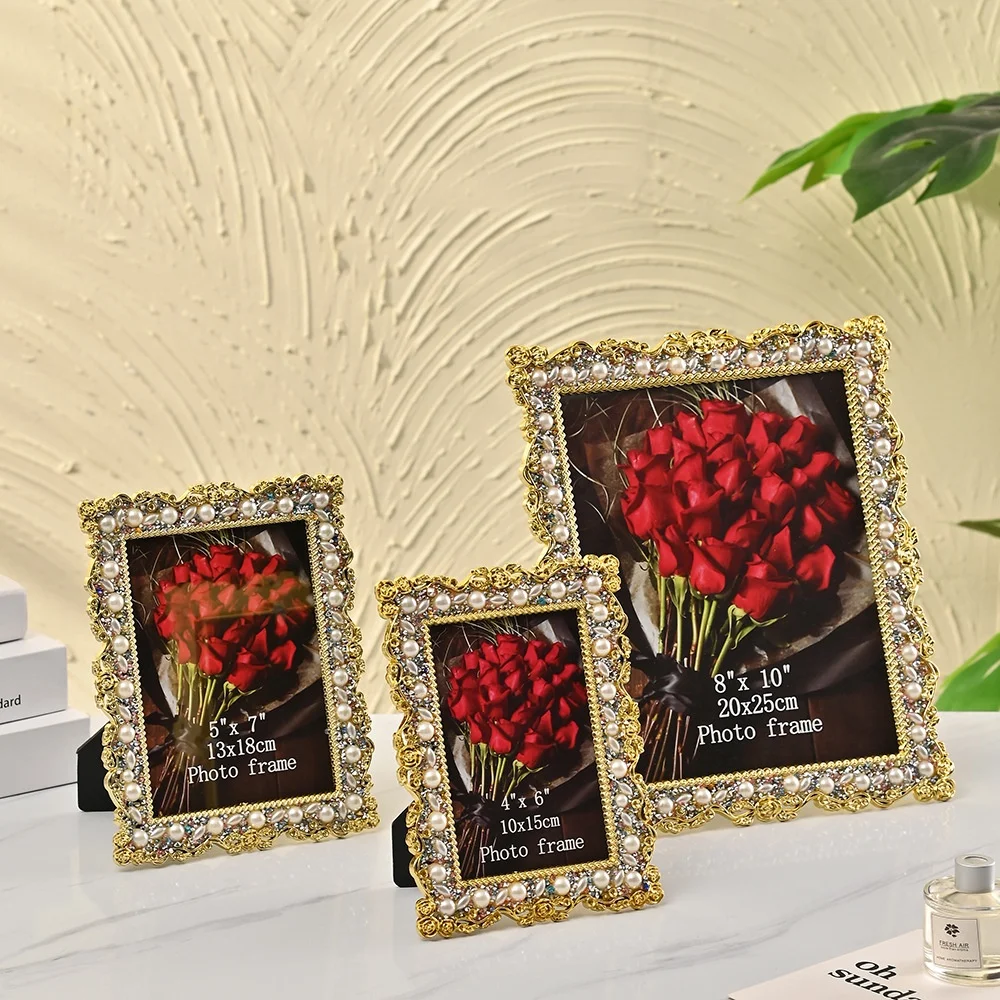 Роскошная фоторамка в европейском стиле с жемчужинами, Свадебная фоторамка из смолы, креативное настольное украшение