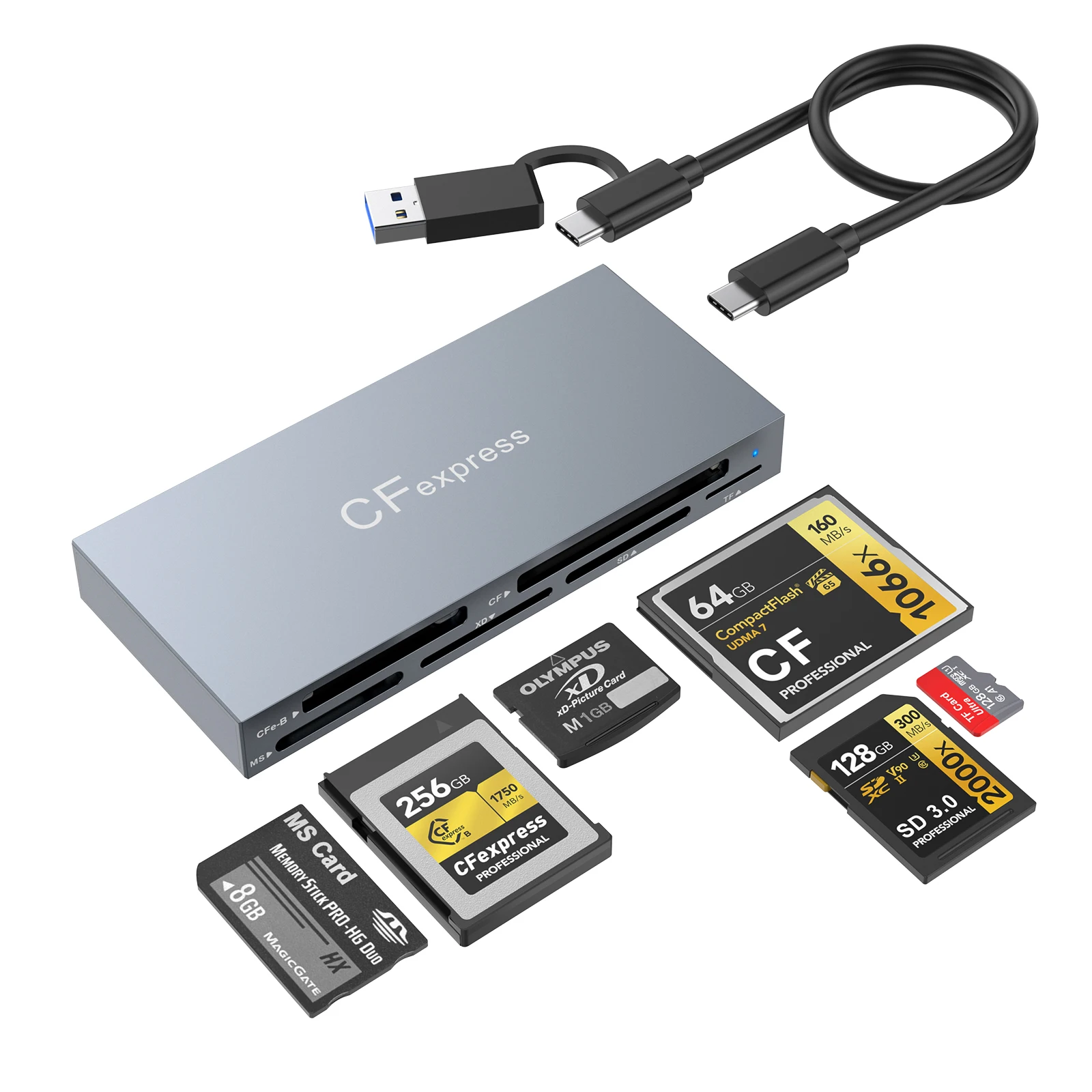 USB C 6 in 1 Memory Card Reader - 2 TB Card Capacity