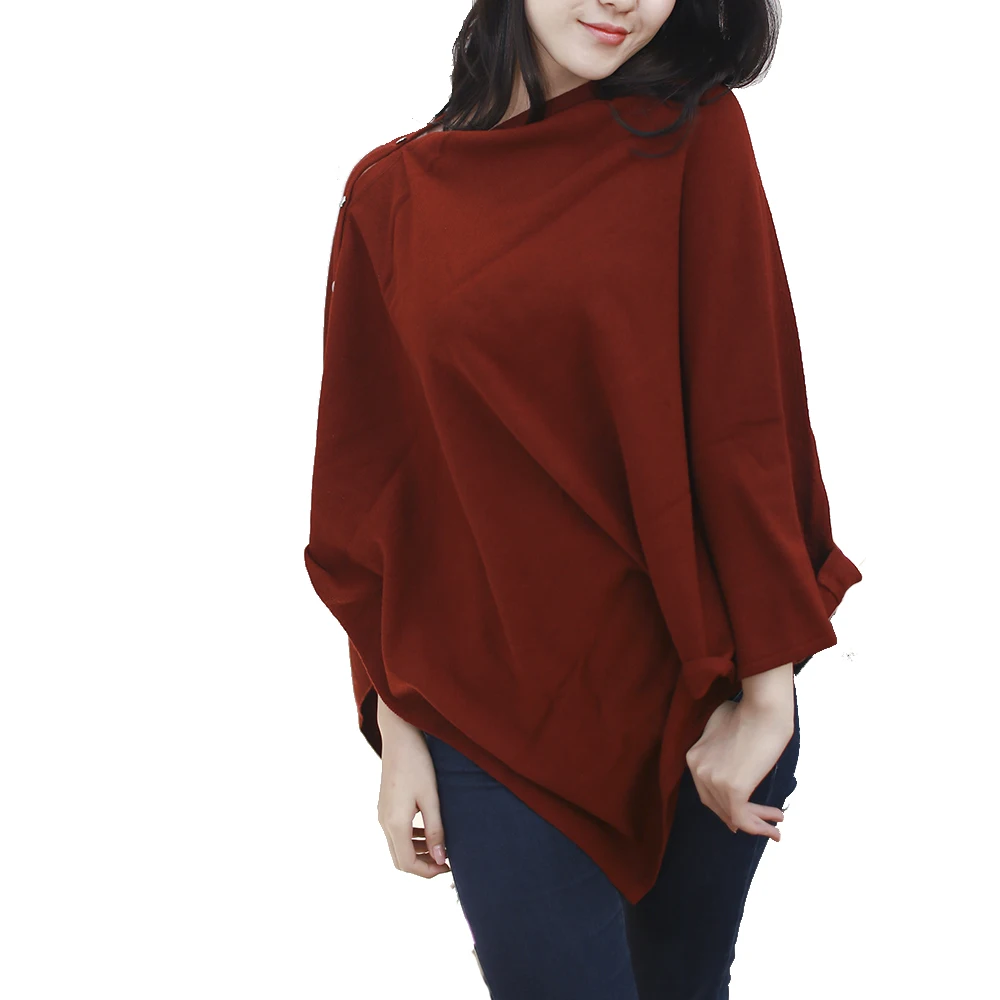 Нет минимального заказа качественное однотонное женское вязаное кашемировое пончо