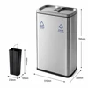 Cubo de basura con tapa abatible de acero cepillado de 25L+25L