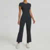 Short-sleeved graphite gray casual trousers in graphite gray