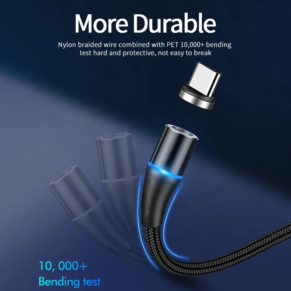 Nylon Braided Metal Alloy Round Magnetic Tip USB Data Cable - ANKUX.COM