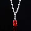 Ice Flower cut Chinese red necklace