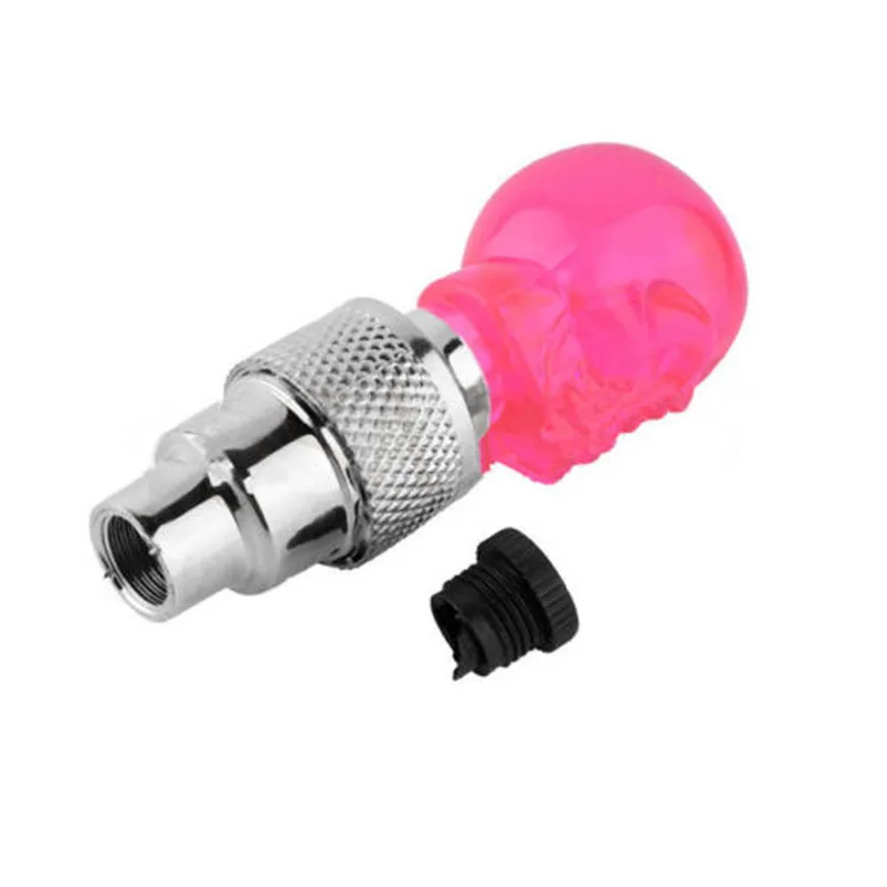 2pcs Skull Shape Valve Cap LED Light Wheel Tyre Lamp For Bike Car Motorbike New