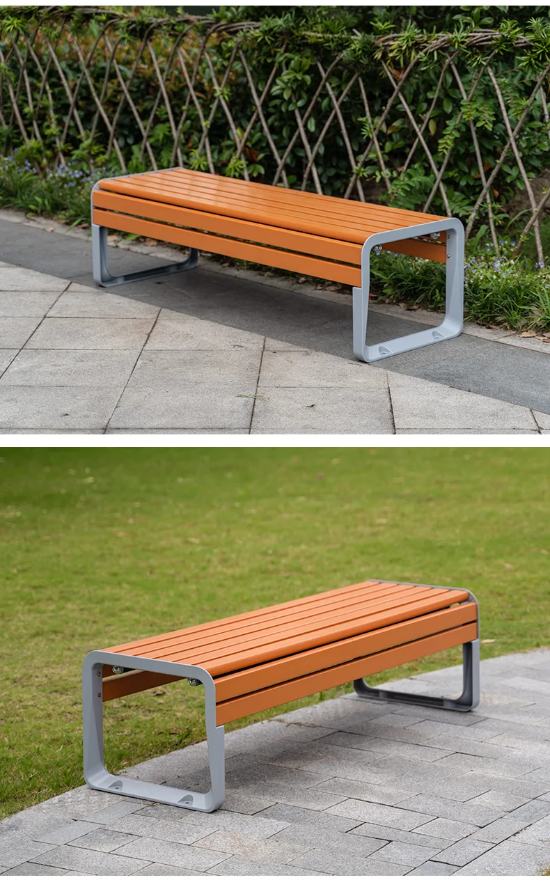 Durable Rain-proof Sun-Proof Aluminum Plastic Wood Patio Furniture Outdoor Park Bench Seat Street Bench details